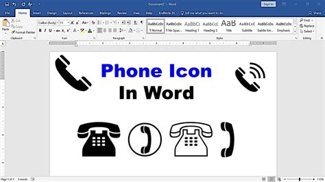call icon code in word
