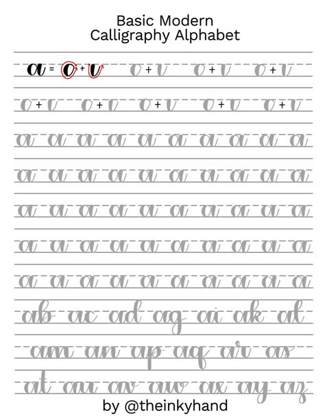 Calligraphy Alphabet Practice Sheets Printable Free