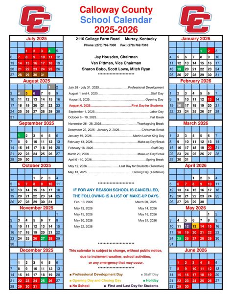 Calloway County Schools Calendar