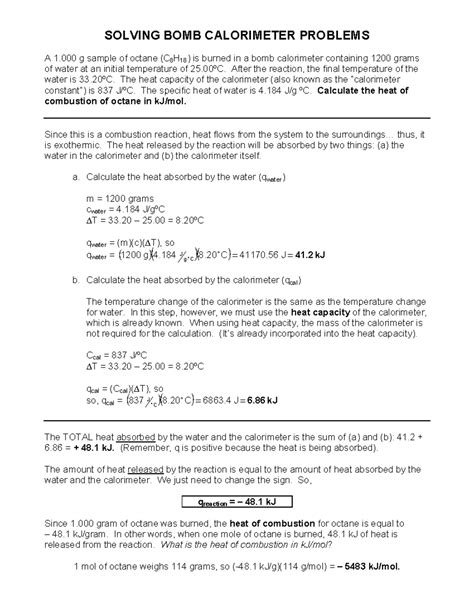 Calorimeter Problems And Answers