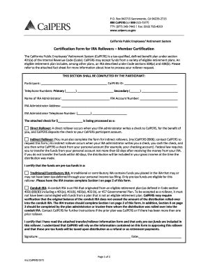 calpers rollover certification form