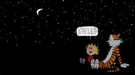Unhappiness is a story. Calvin and hobbes, Night sky wallpaper, Art