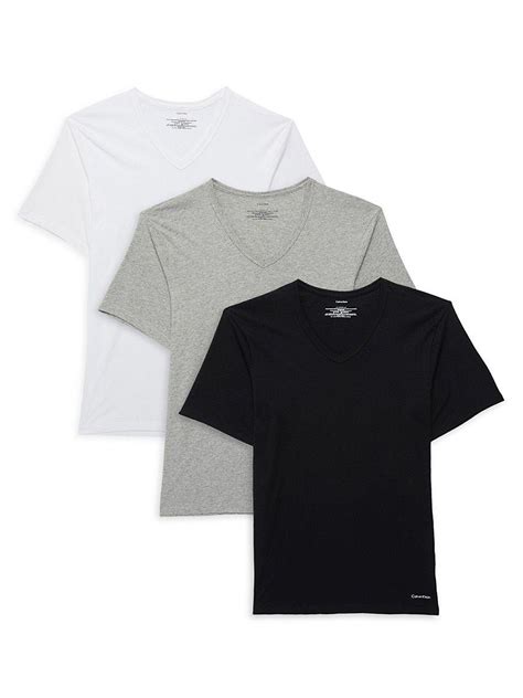 Calvin Klein Men's Undershirts Cotton Classics 3 Pack V Neck Tshirts