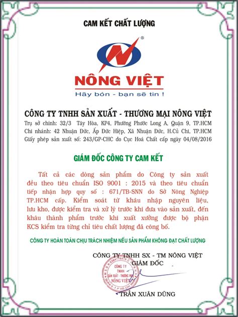 cam kết chất lượng sản phẩm