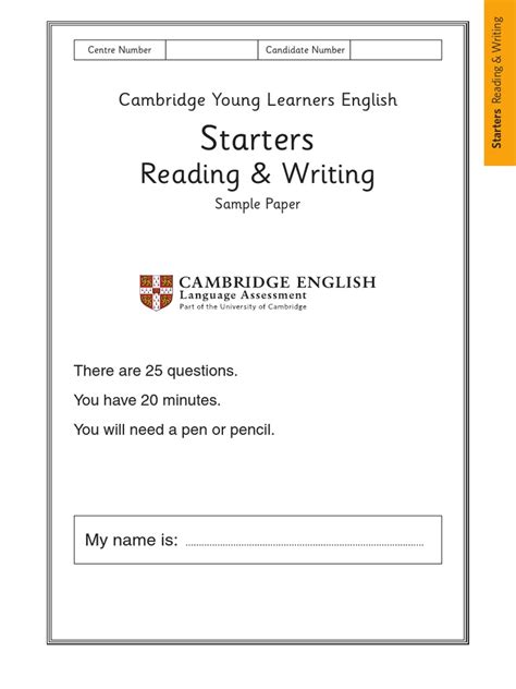 Cambridge English Starters Official Test Question Test
