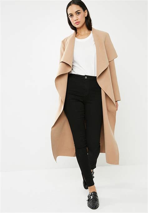 camel duster coat missguided