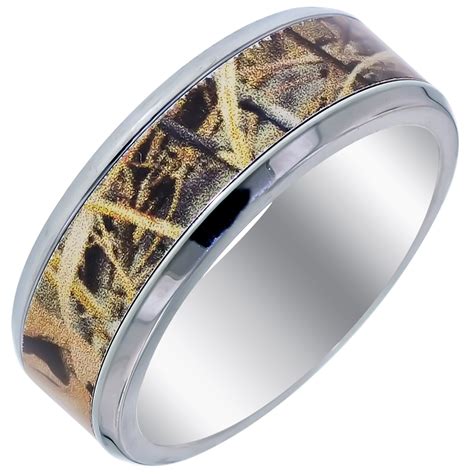 camo mens wedding bands with turquoise