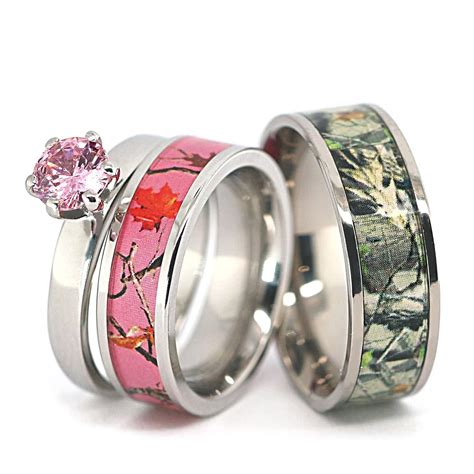 12+ Camo Wedding Set Rings