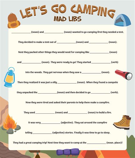 Camp Mad Libs Printable: Add Fun To Your Camping Trip!