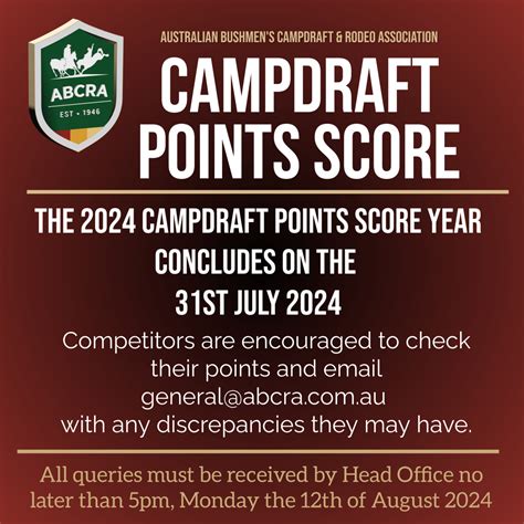 Campdraft Calendar 2024