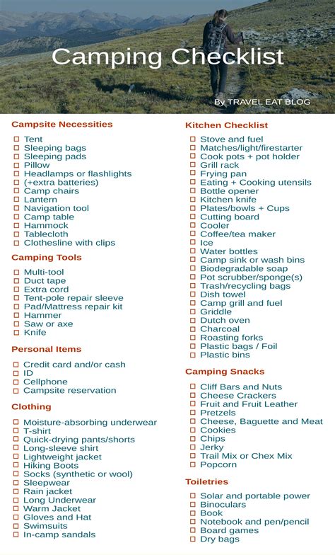 Free Printable The Ultimate Car Camping Checklist The Young