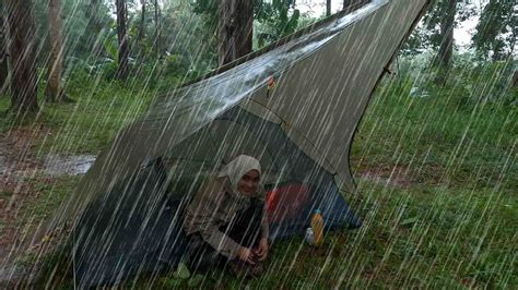 camping in a heavy rainstorm