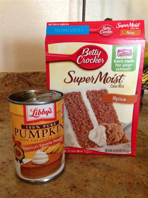 2 ingredient muffins. 15oz can of pumpkin an 1 box of cake mix, that's