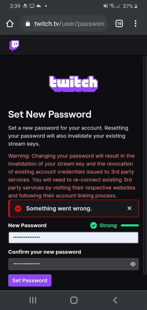 Bremmatic Twitch Password Reset Not Working