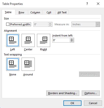Can't Change Table Height In Word