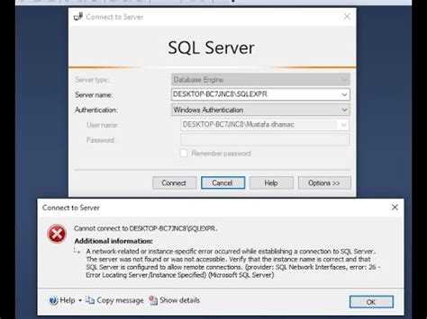 can't connect to database sql server