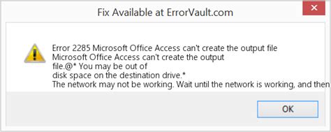 Can't Create Output File Error