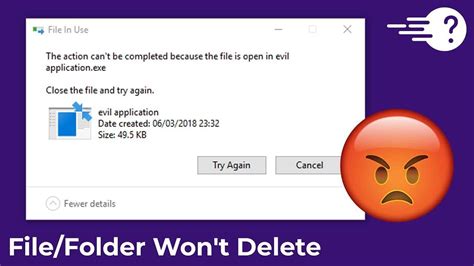 Can't Delete File Folder In Use