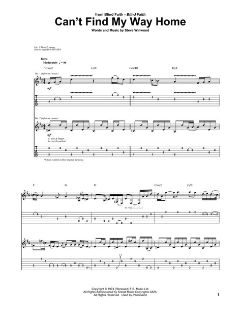can't find my way home chords