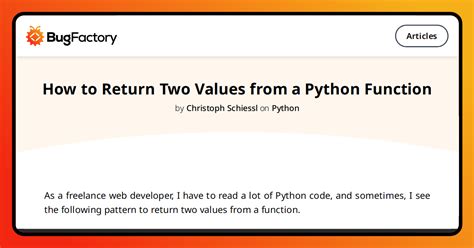 Can A Function Return Two Values In Python
