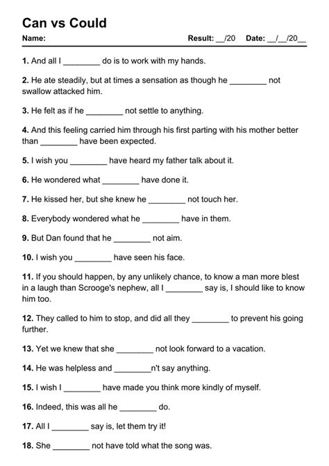 can could exercises pdf with answers