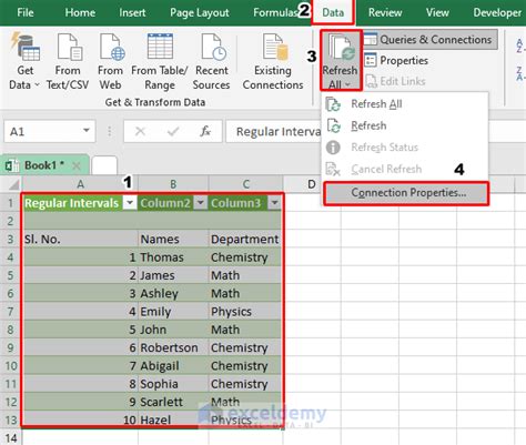can excel auto refresh data