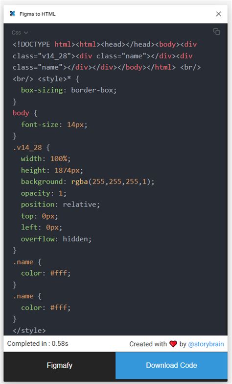 can figma generate html and css code