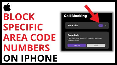 can i block calls from a specific area code on my iphone