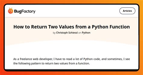 can python function return two values