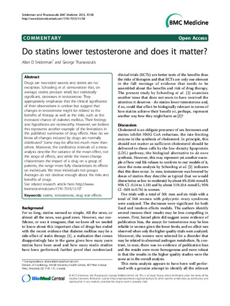 Can Statins Lower Testosterone