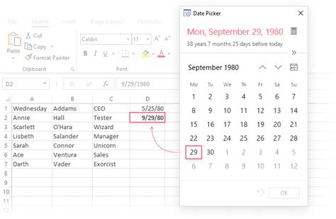 can you add a calendar selection in excel