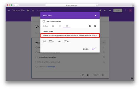 can you add a link in a google form