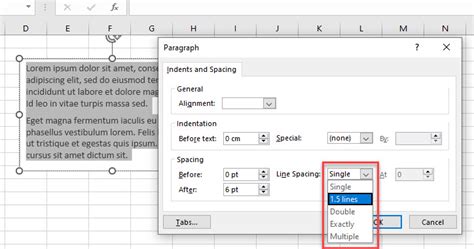 can you change line spacing in excel