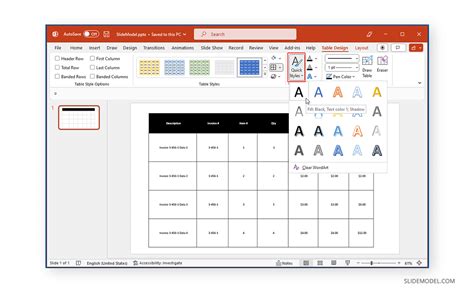 can you create a custom table style in powerpoint