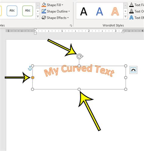 can you curve a text box in word