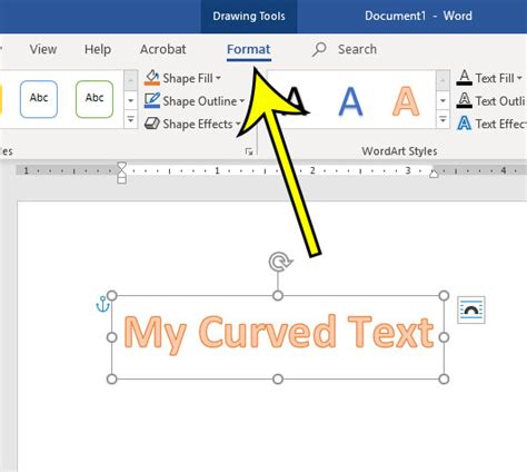 can you curve text in word