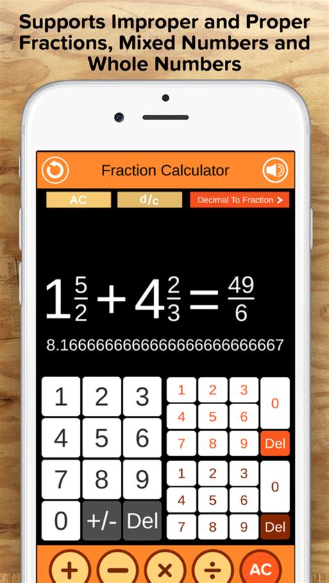 can you do fractions on iphone calculator