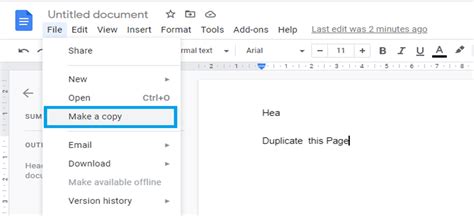 can you duplicate pages in google docs