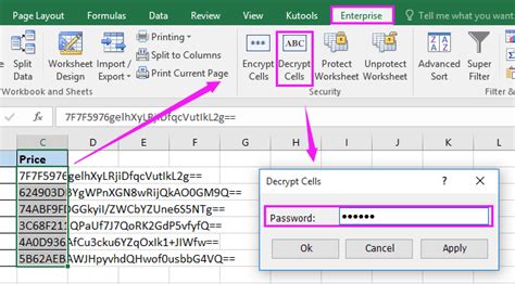 can you encrypt data in excel