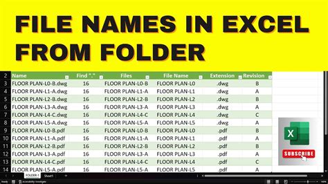 can you export file names from a folder to excel
