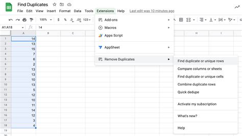 can you find duplicates in google docs
