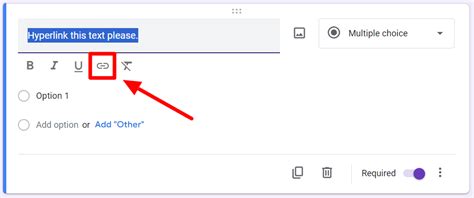 can you hyperlink in google forms