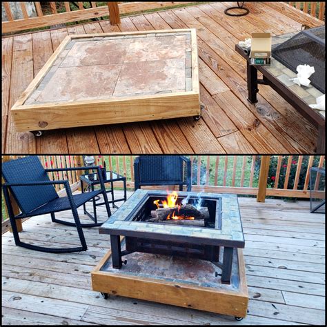 can you place a gas fire pit on a wood deck