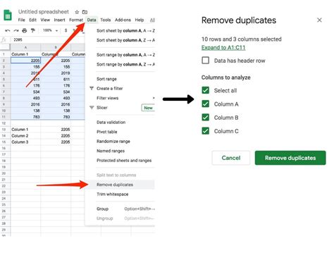 can you remove duplicates in google docs