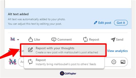 can you repost on linkedin with a comment