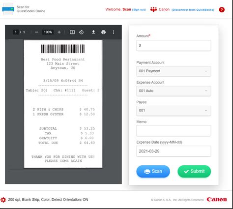 can you scan receipts into quickbooks online