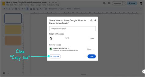 can you share google slides in presentation mode