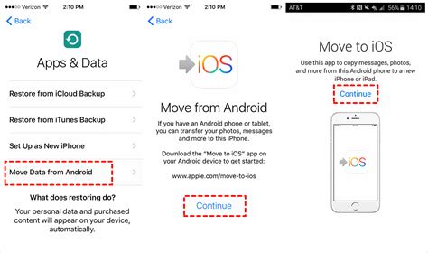 can you transfer your data from android to iphone after setup