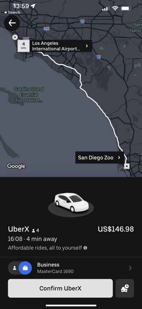 can you uber from lax to san diego