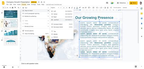 can you wrap text around an image in google slides